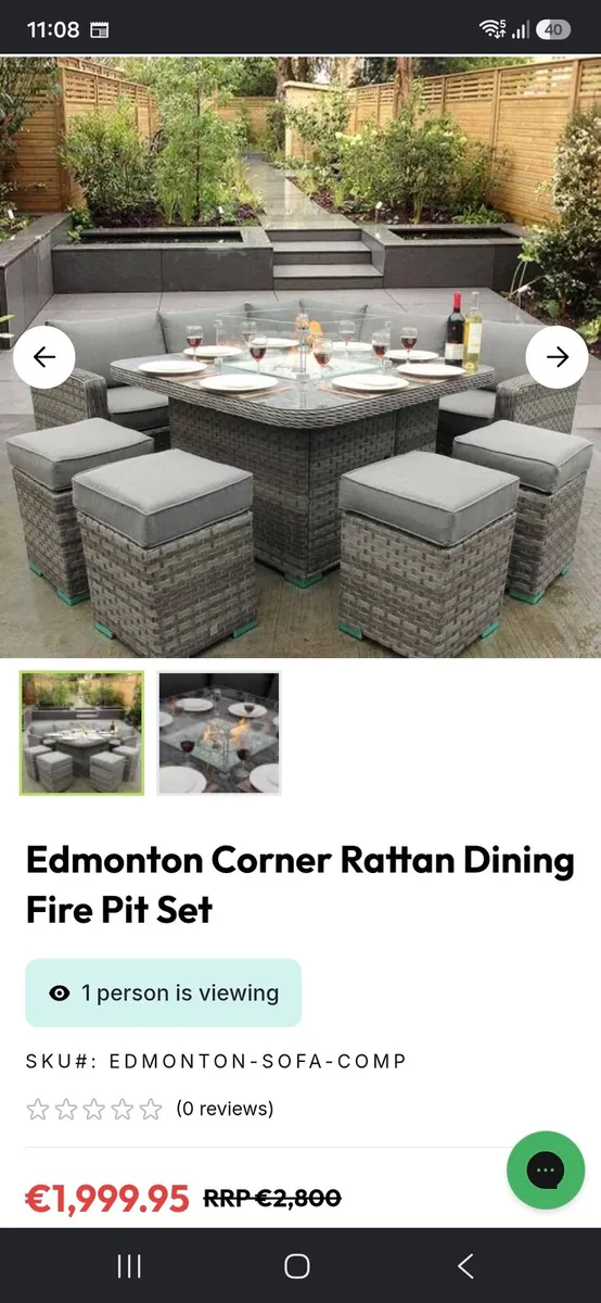 Edmonton Rattan Garden Set and Fire Pit Table and - Image 1