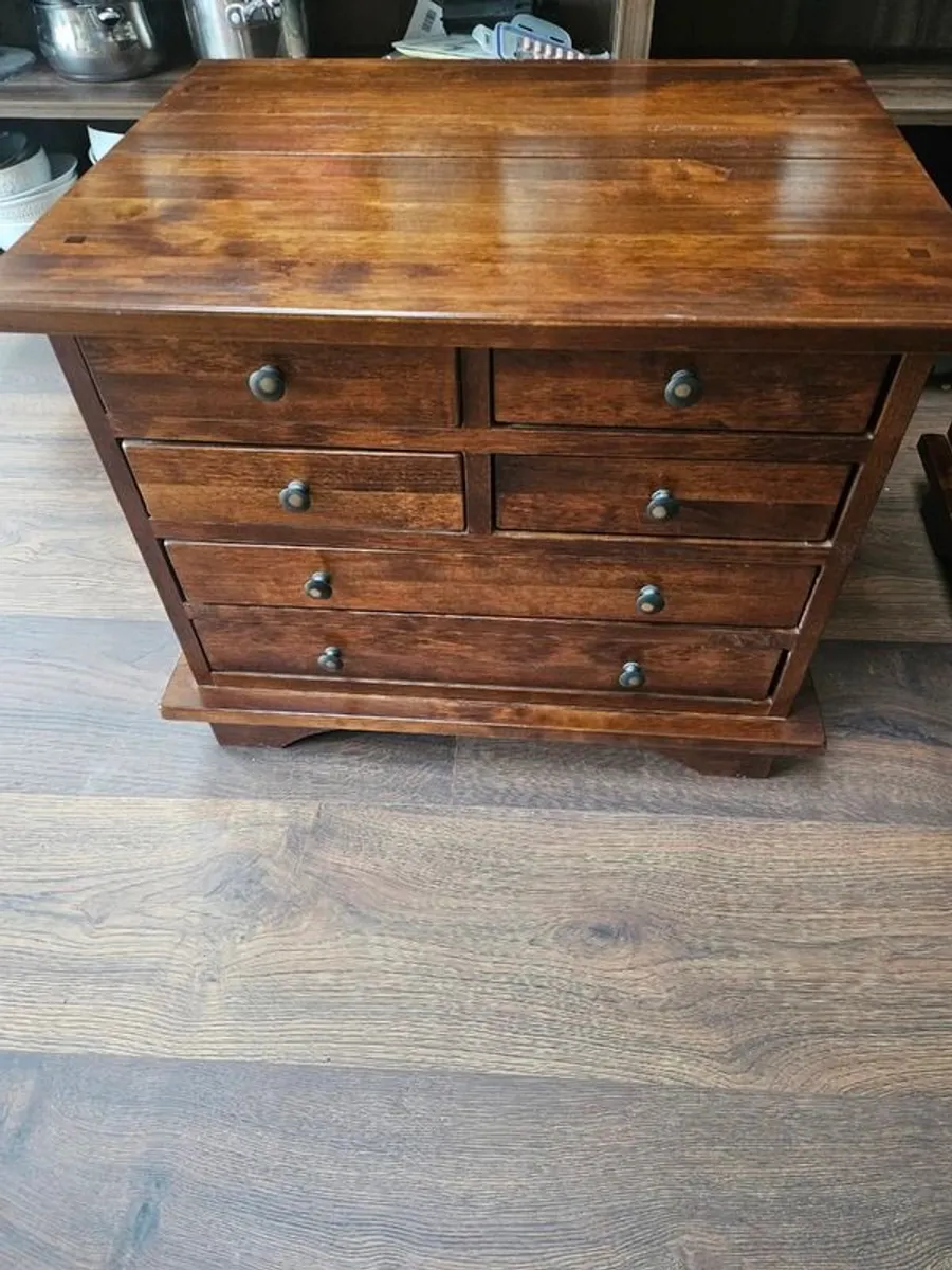 Laura Ashley dark chestnut Garret 6 drawer side table x2 - Image 3