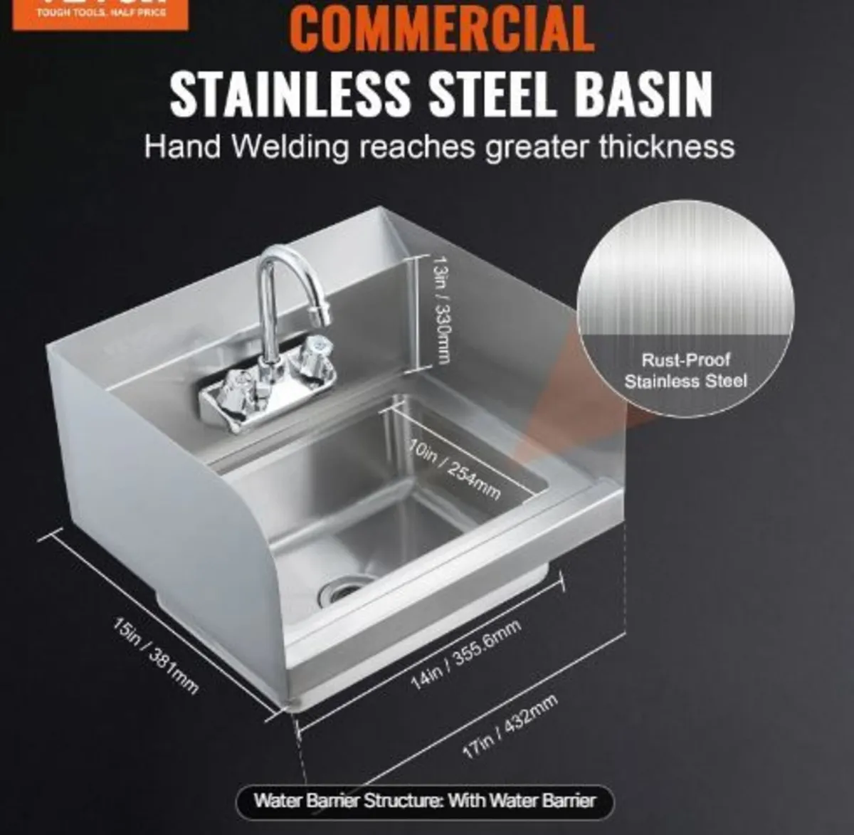 Commercial Hand Sink with Faucet - Image 3