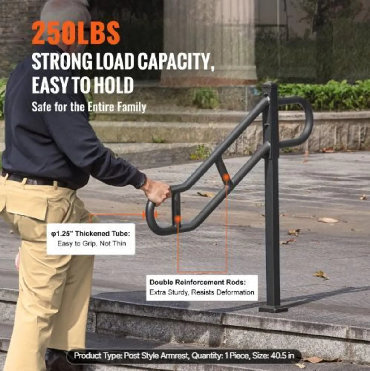 Single Post Handrail for Outdoor 1-3 Step - Image 1