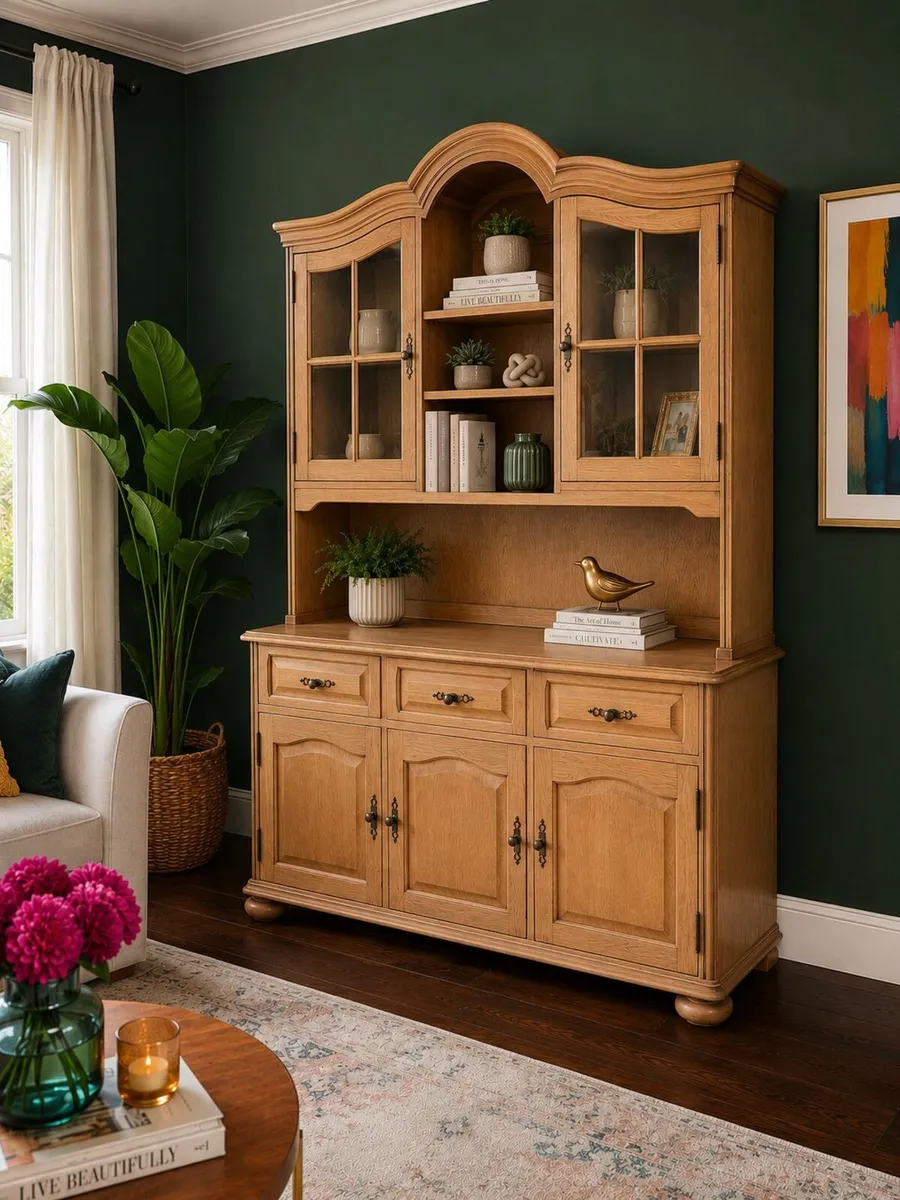 Solid Oak Display Cabinet / Dresser - Image 1