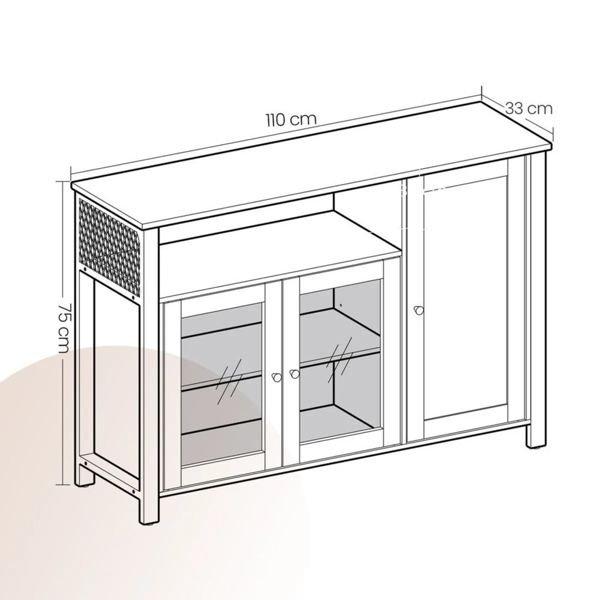 Industrial Sideboard Storage Cabinet Brown Black - Image 4