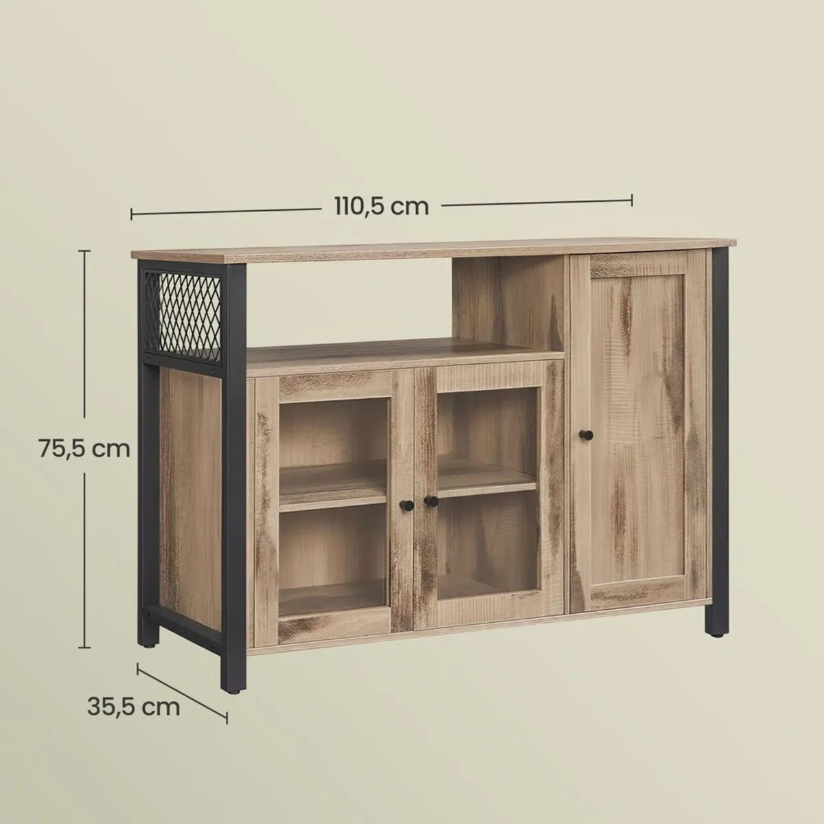 Industrial Sideboard Storage Cabinet Oak Brown - Image 3