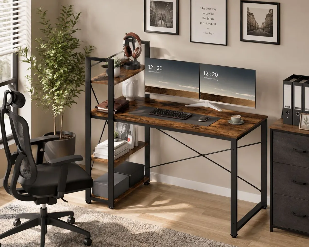 Industrial Computer Desk with Reversible Storage S - Image 1