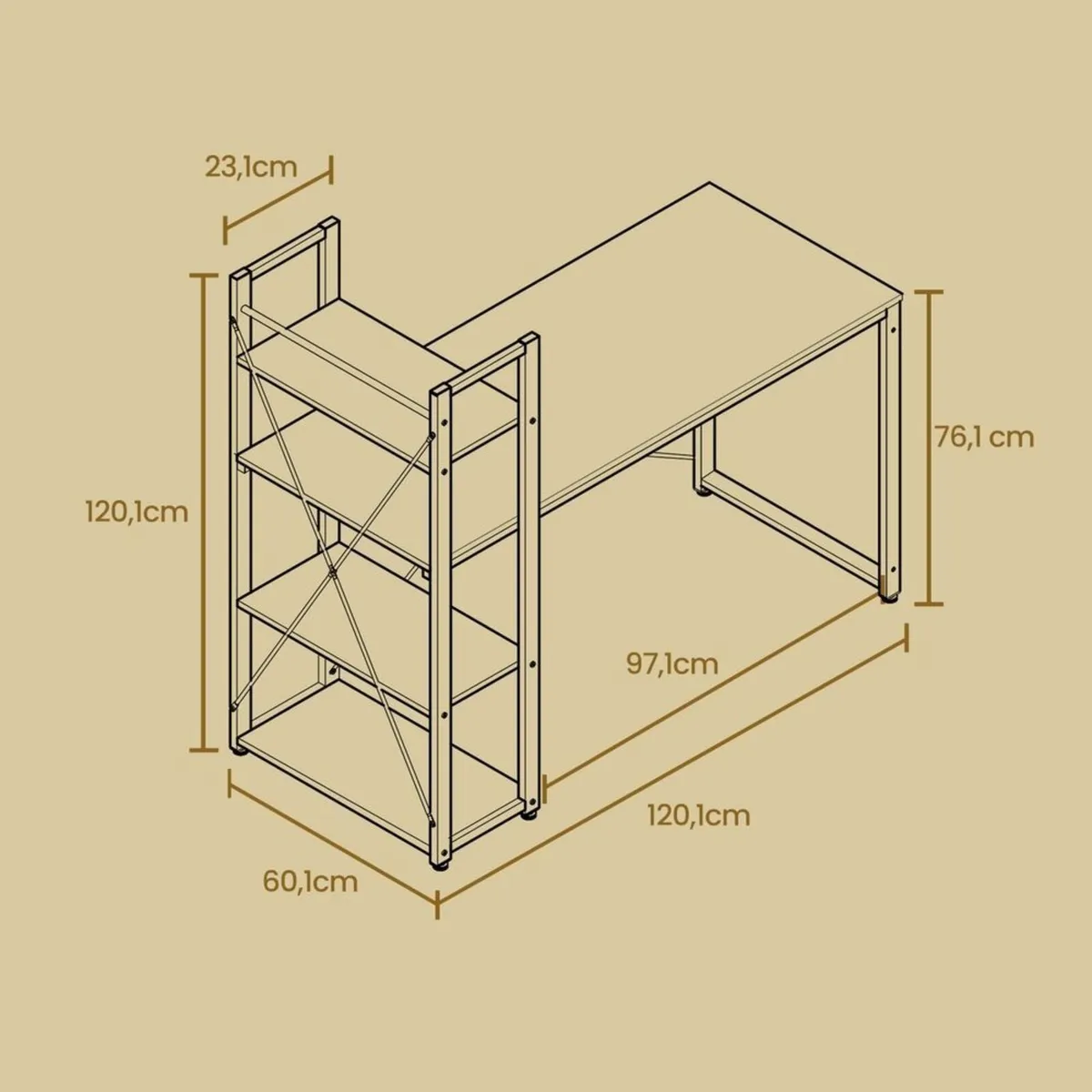 Industrial Computer Desk with Reversible Storage S - Image 2