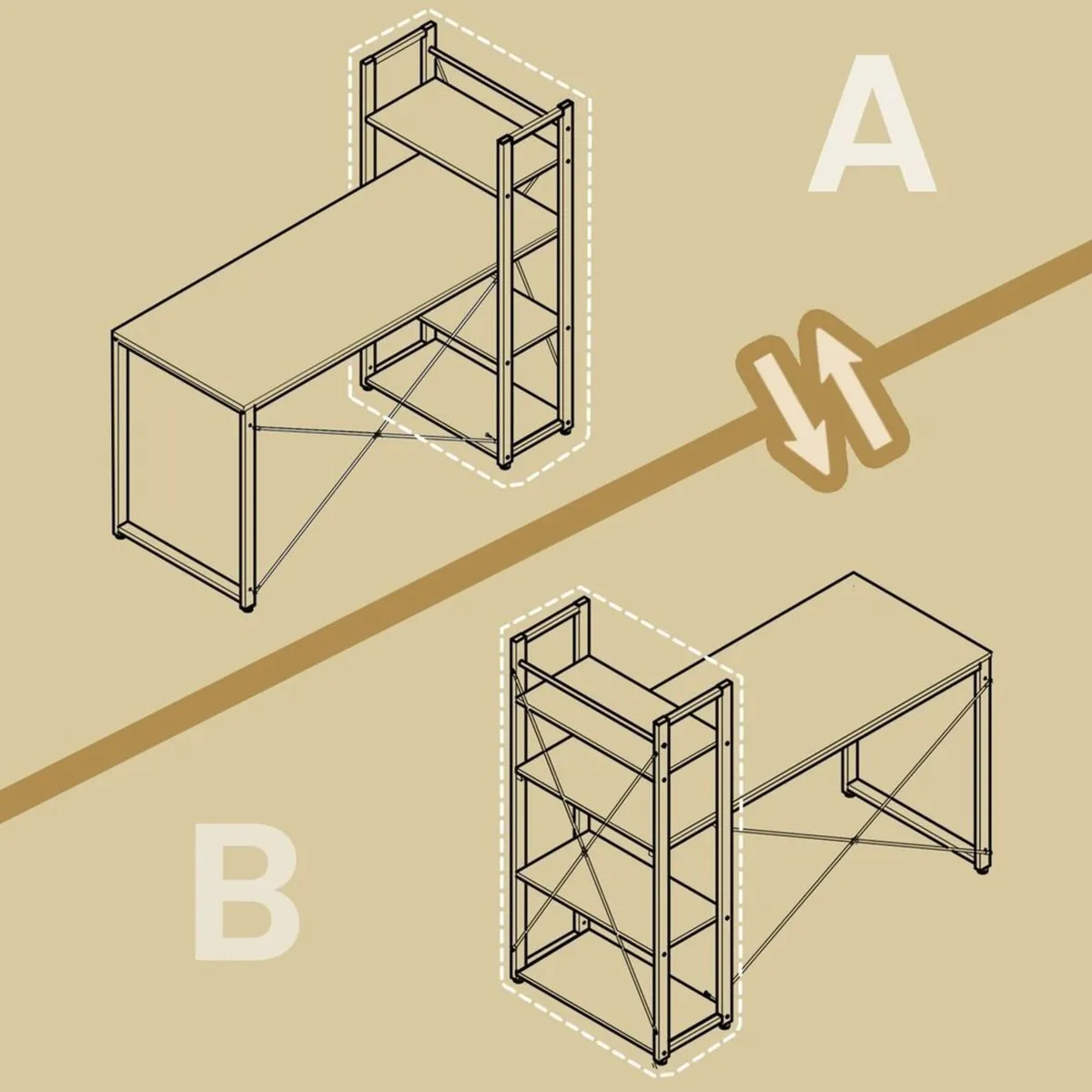 Industrial Computer Desk with Reversible Storage S - Image 3