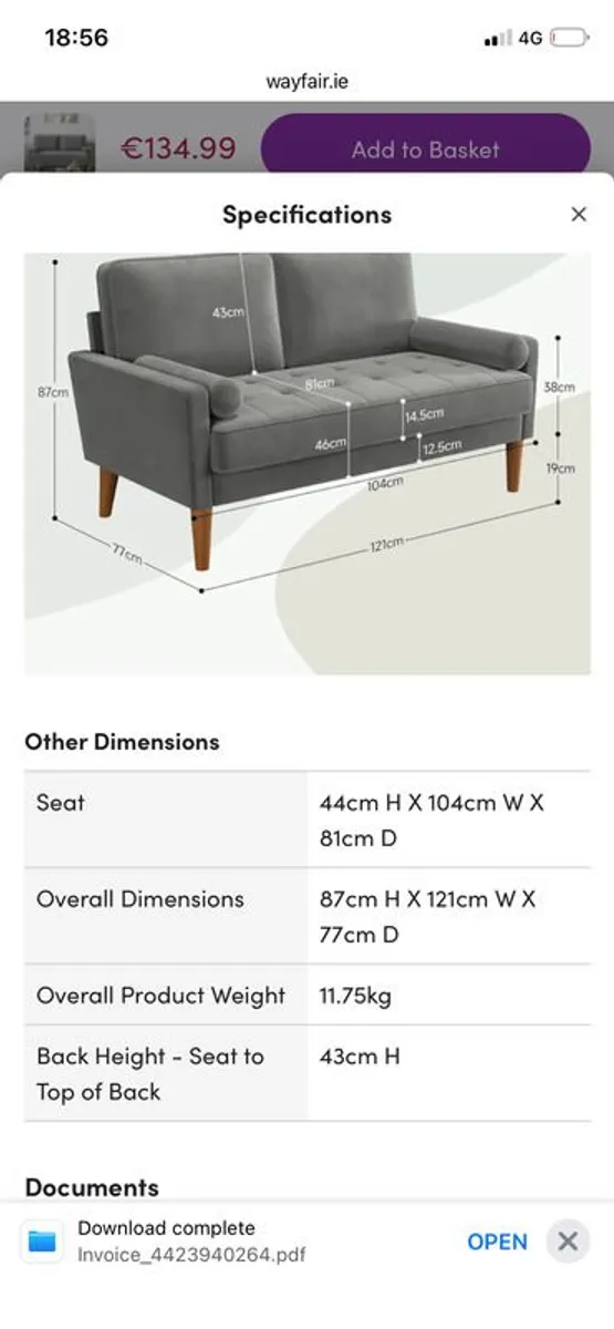 Collierville 2 seater grey velvet sofa NEW - Image 2