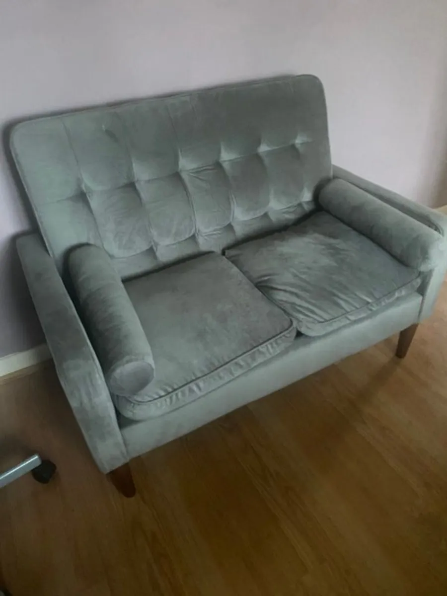 Collierville 2 seater grey velvet sofa NEW - Image 3