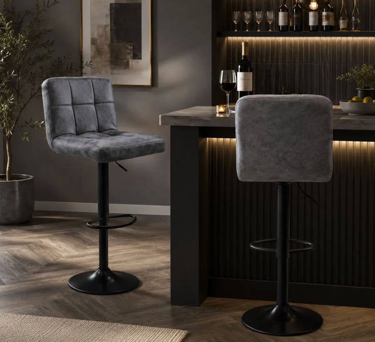 Set of 2 Height Adjustable Bar Stools Vintage Brow - Image 4