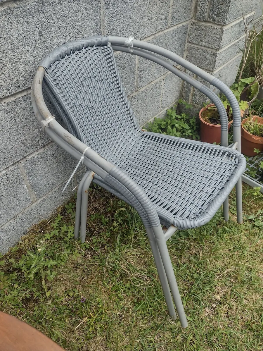 2 Grey Rattan effect garden arm chairs - Image 2