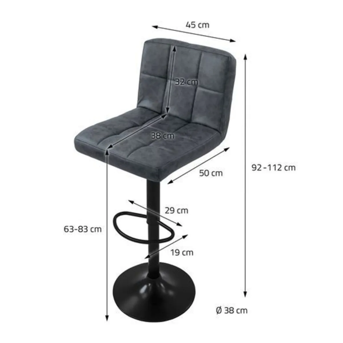 Set of 2 Bar Stools Faux Leather - Image 2