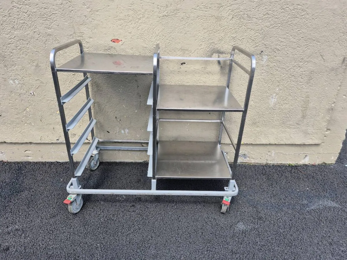Stainless steel serving trolley - Image 1
