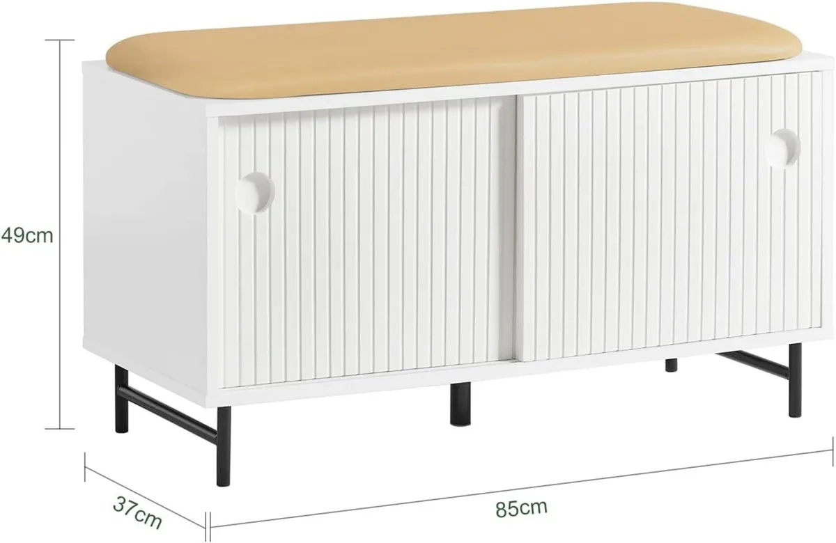 Shoe Cabinet with Sliding Doors and Seat Cushion - Image 2