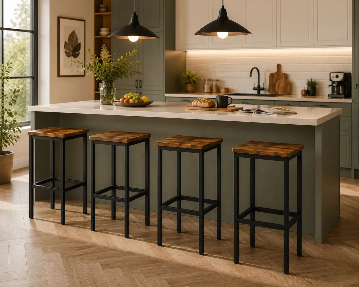 Industrial Bar Stools Set of 4 - Image 1