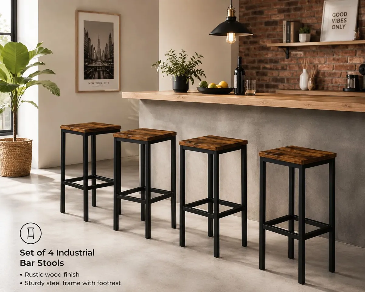 Industrial Bar Stools Set of 4 - Image 2