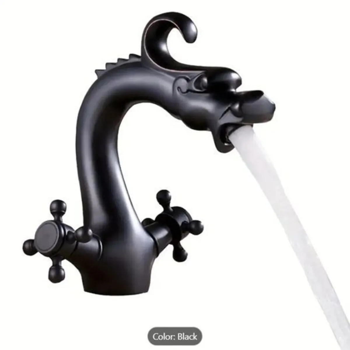 Black Bathroom Faucet Solid Brass Vintage Mixer Ta - Image 2