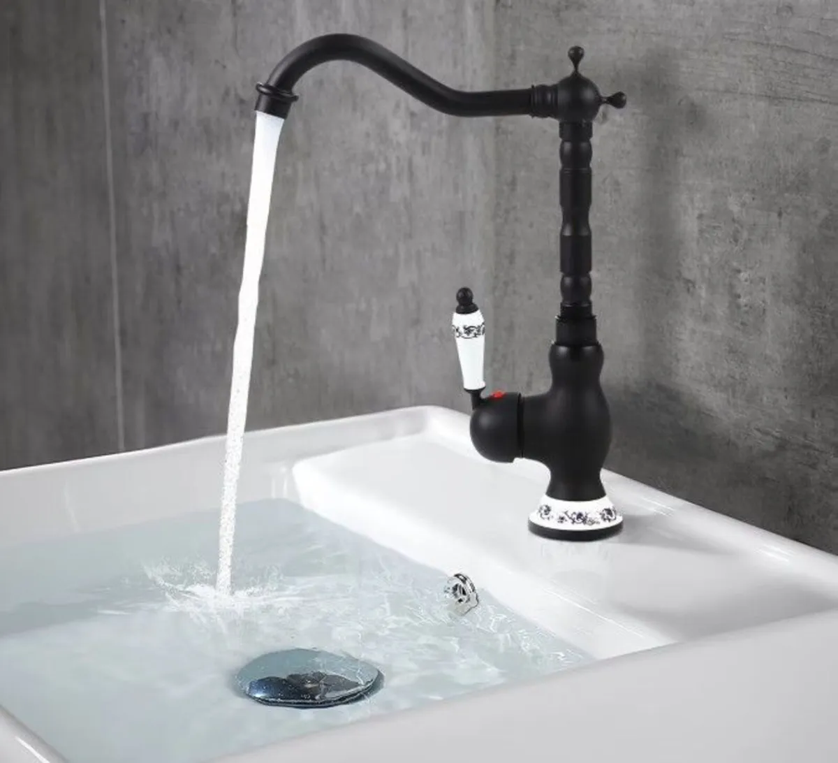 Black Brass Kitchen Bathroom Mixer Tap Vintage-Sty - Image 2