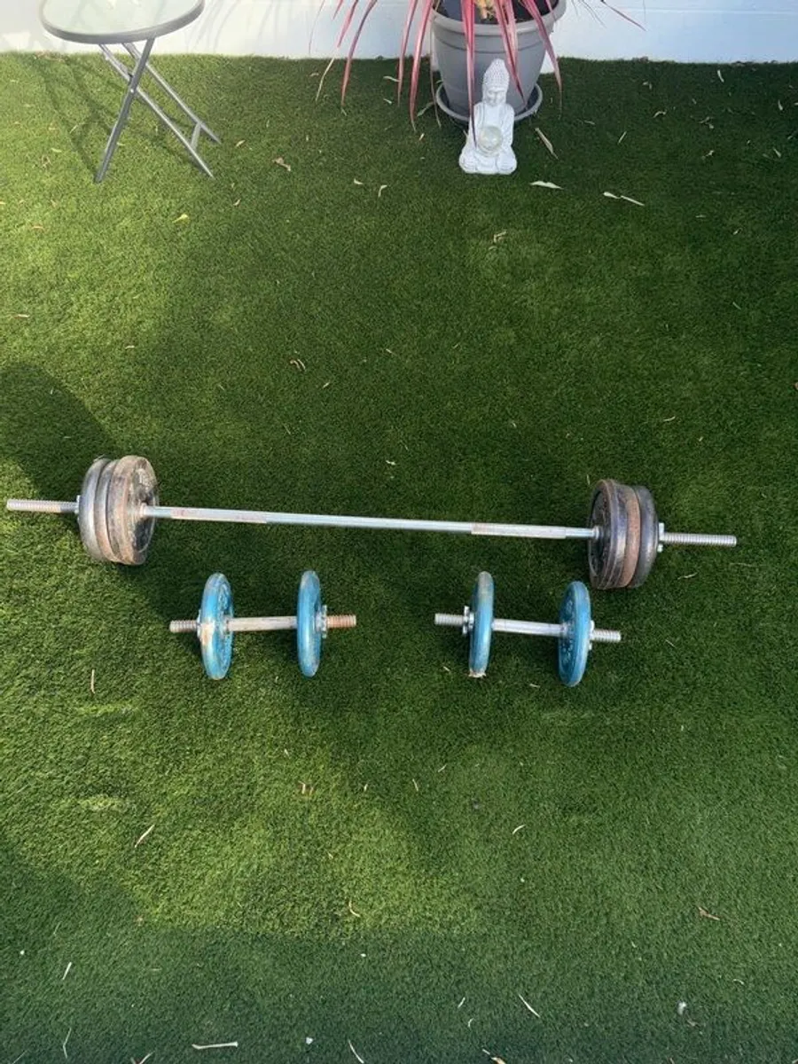 Cast iron barbell / weights set - Image 4
