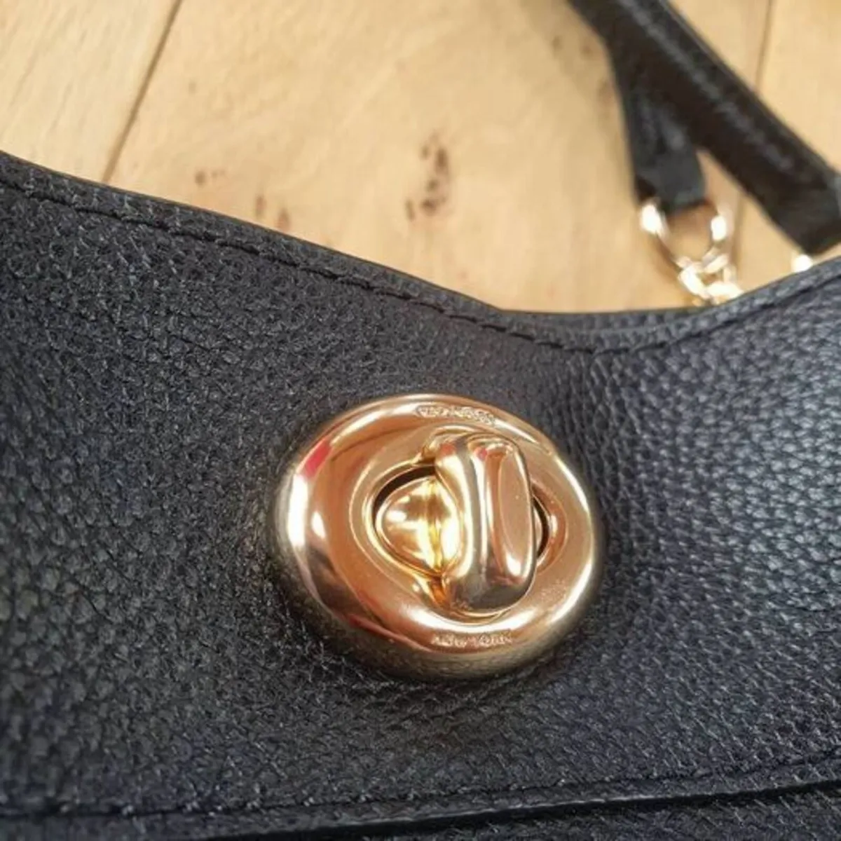 Coach "Edie" Turn-Lock Pebble Leather Bag / NEW - Image 3
