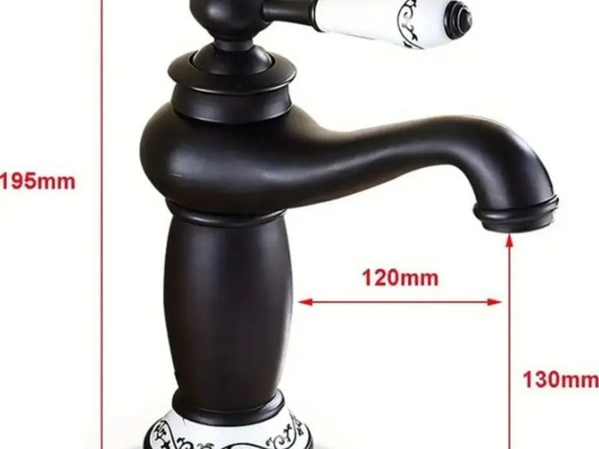 Antique Black Basin Faucet Solid Brass Vintage Tap - Image 2