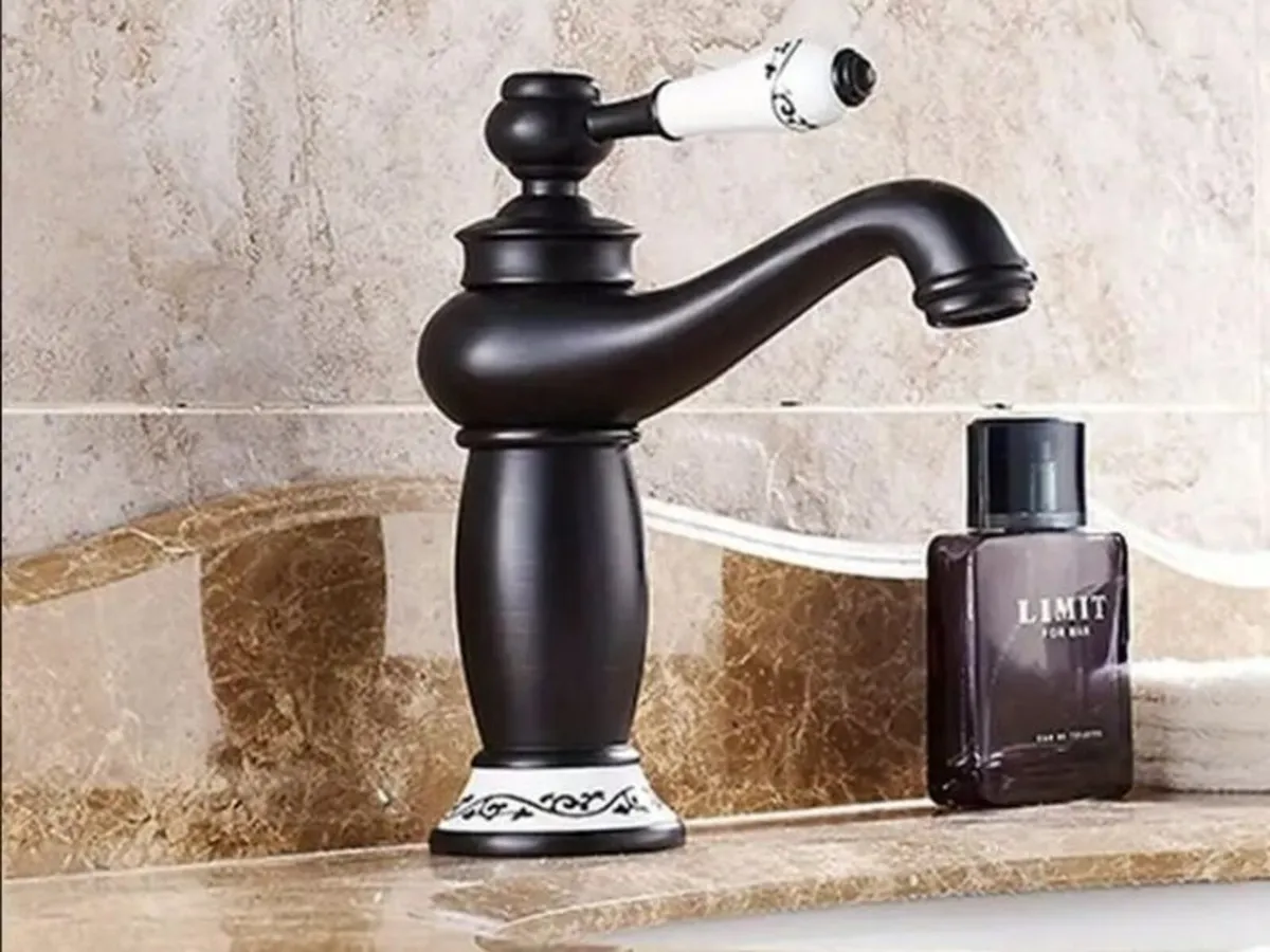Antique Black Basin Faucet Solid Brass Vintage Tap - Image 3