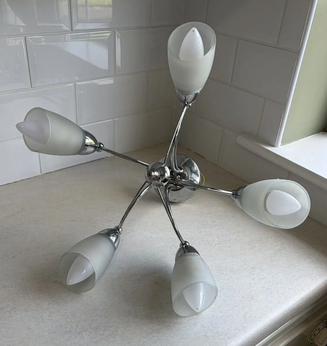 Ceiling Lights 1 Chrome + 2 Bronze incl. bulbs - Image 3