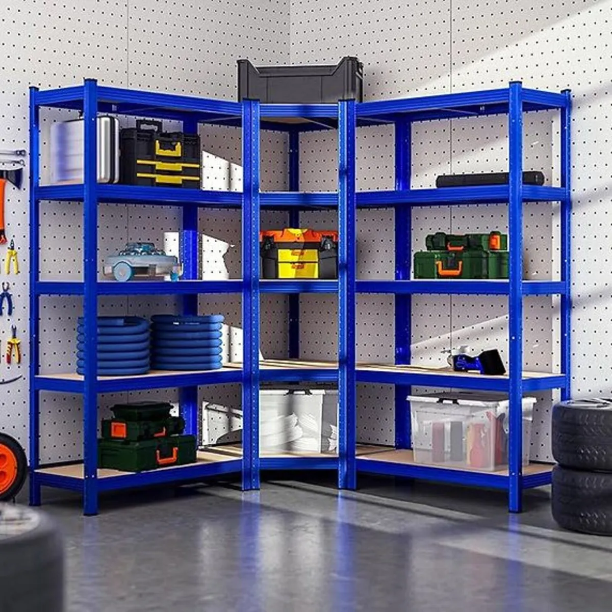 Set of 3 Heavy Duty Corner Shelving Units – 2625kg - Image 1