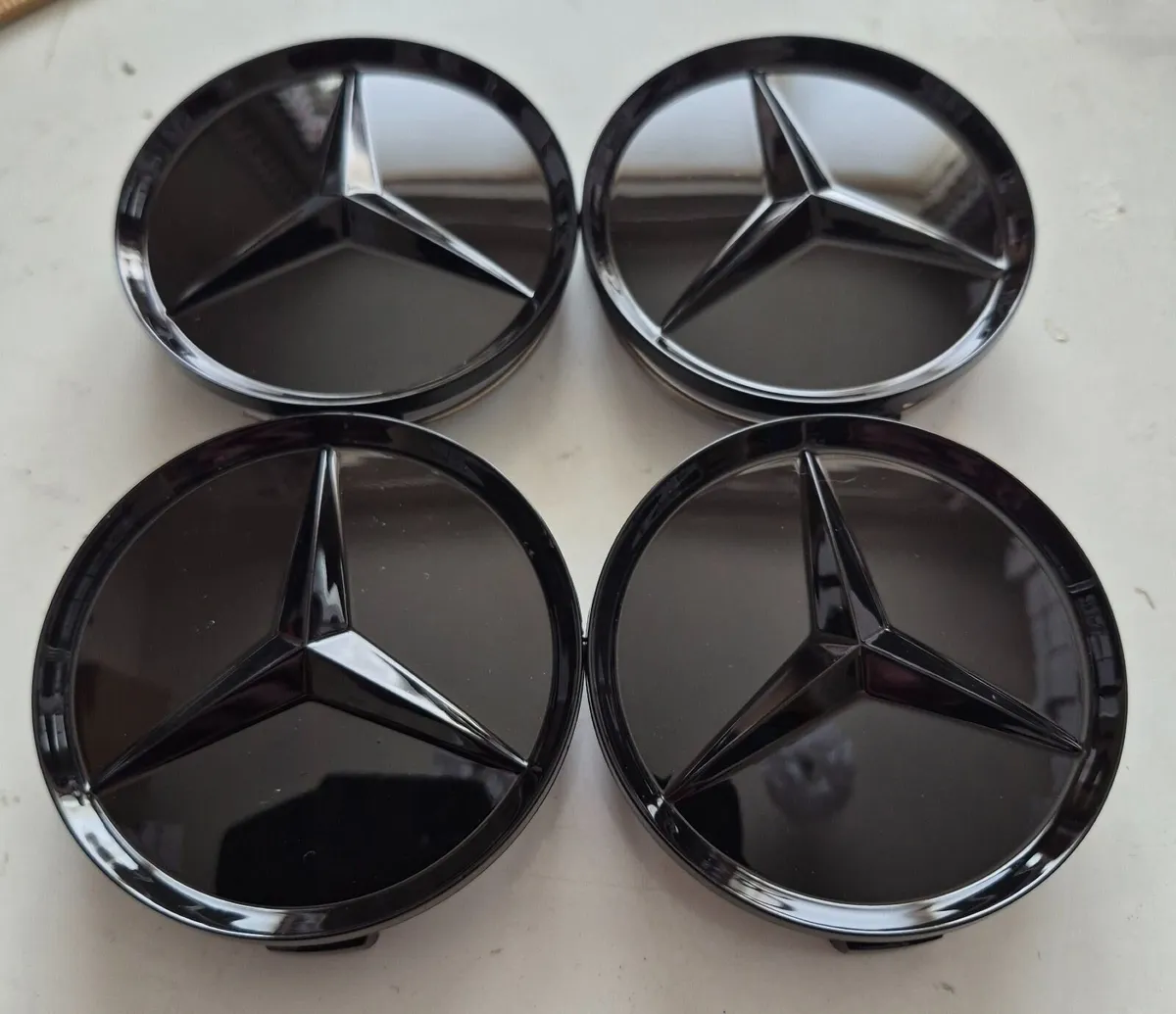 Gloss Black Mercedes Caps - FREE POST - Image 1