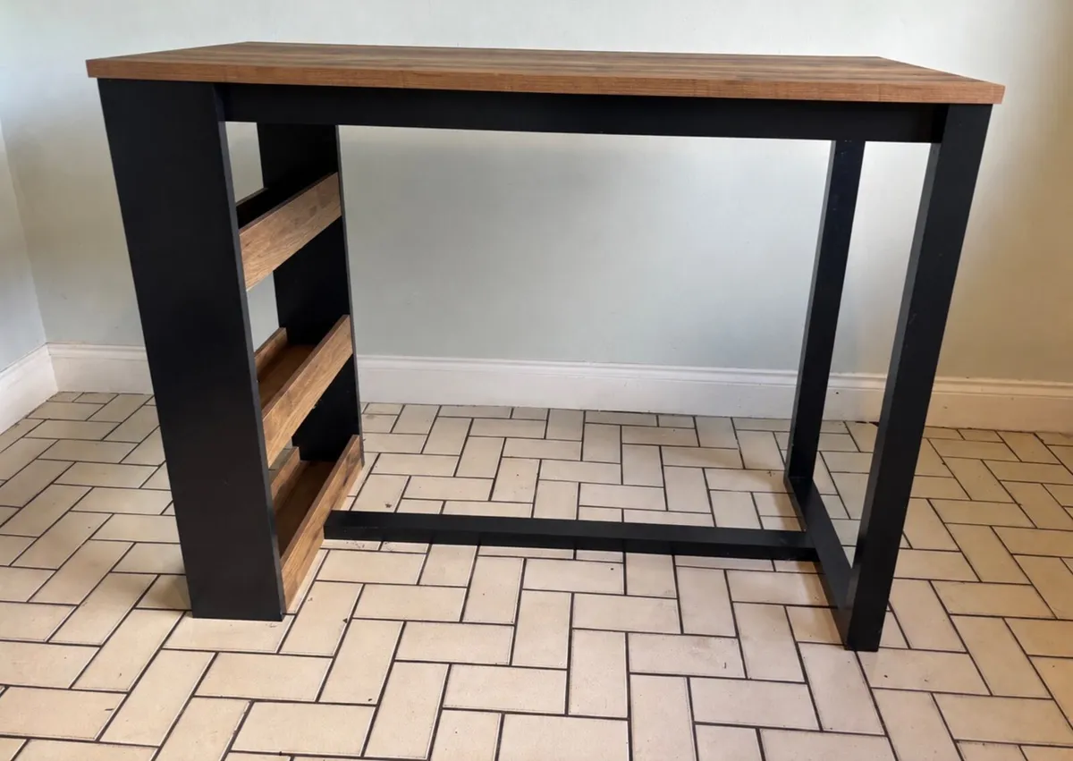 Dark Bronx Oak Effect 2 Seater Storage Bar Table - Image 1