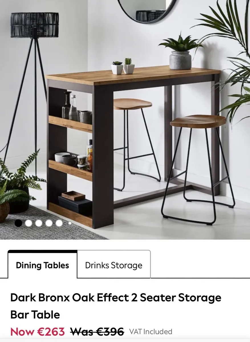 Dark Bronx Oak Effect 2 Seater Storage Bar Table - Image 2