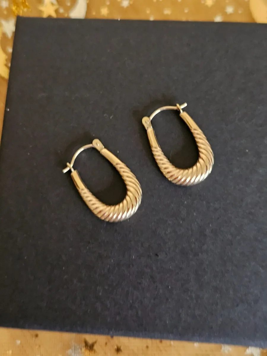 9ct Gold Yellow Gold Creole Hoop Earrings - Image 2