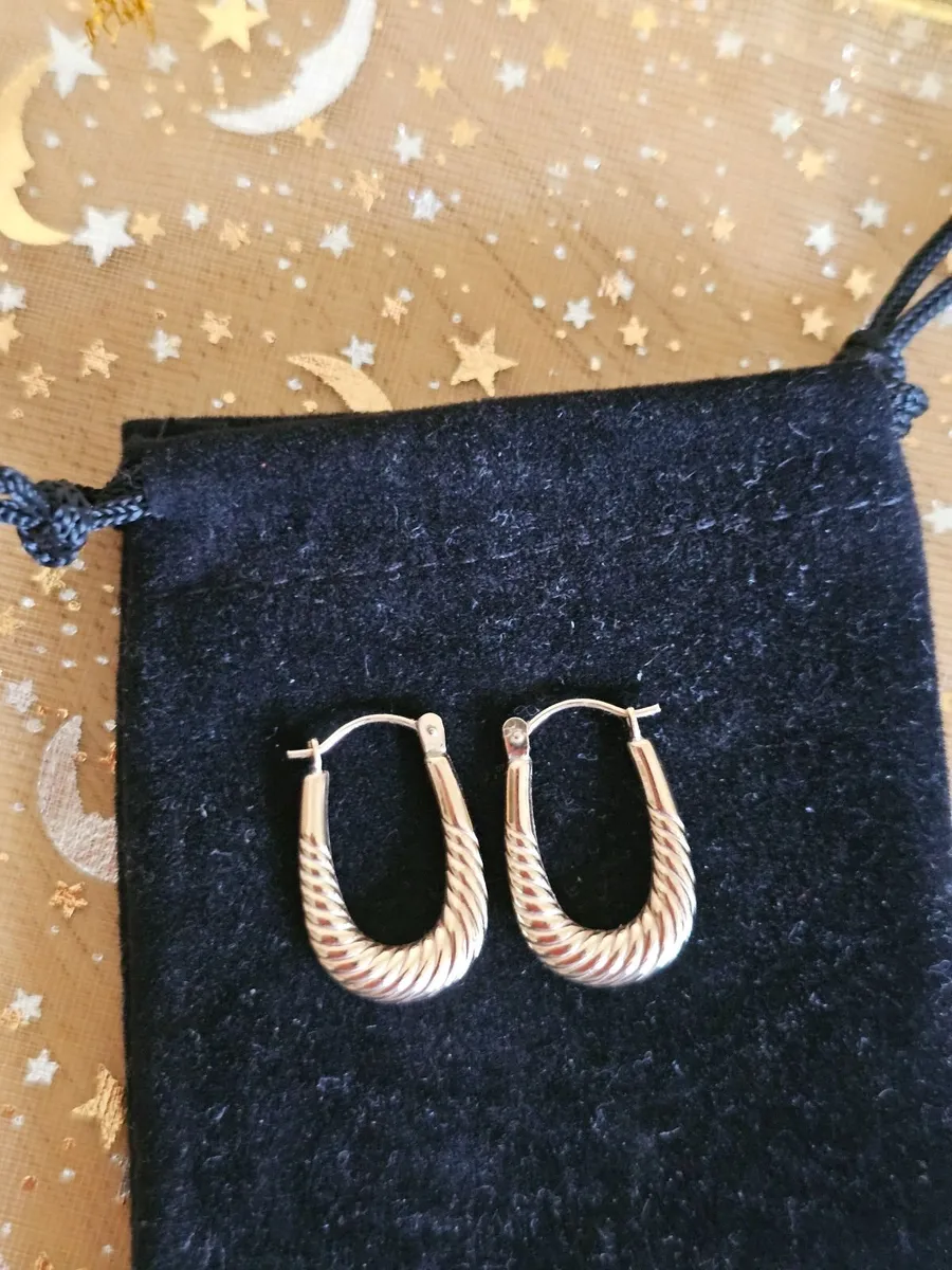 9ct Gold Yellow Gold Creole Hoop Earrings - Image 3