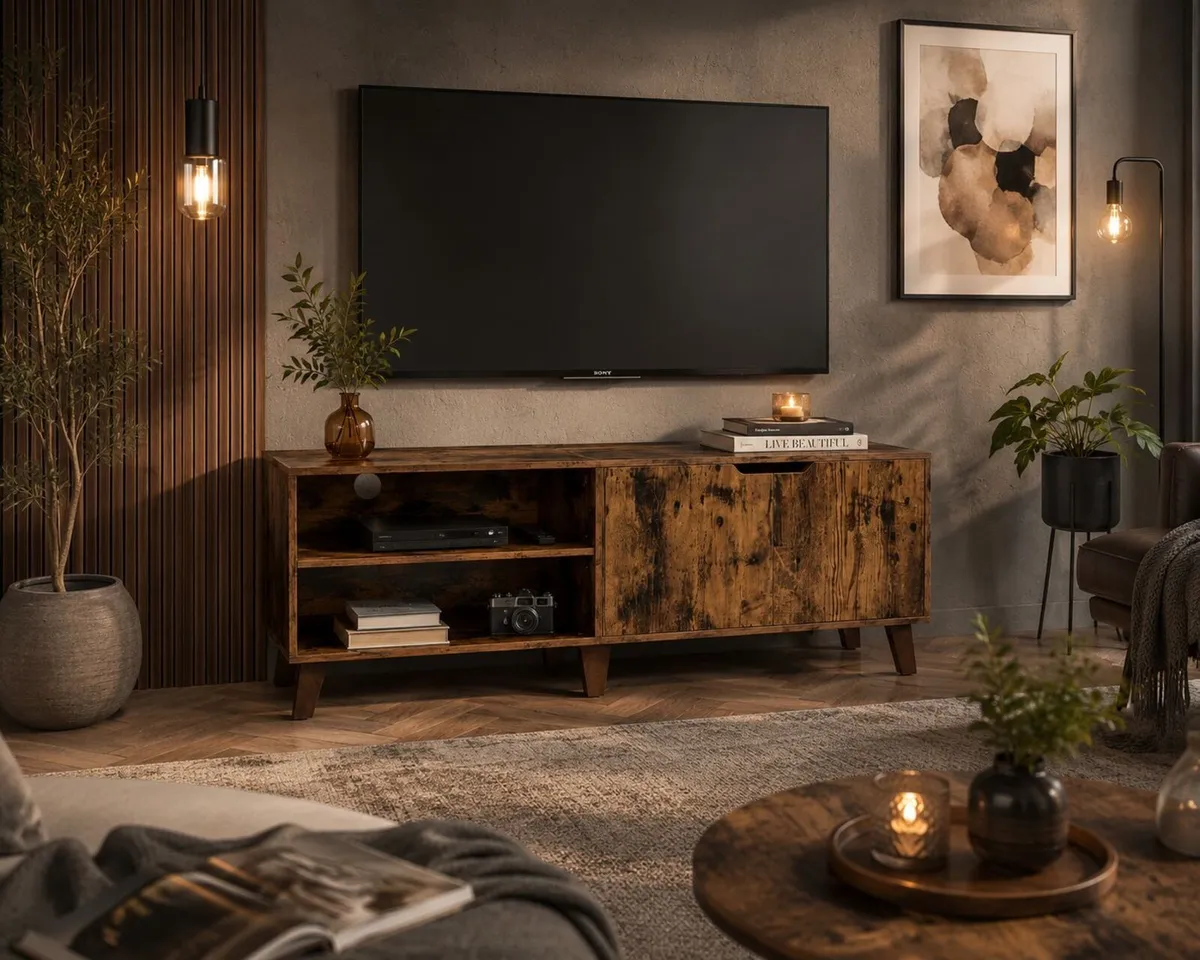 140cm TV Cabinet Modern TV Stand with Adjustable S - Image 2