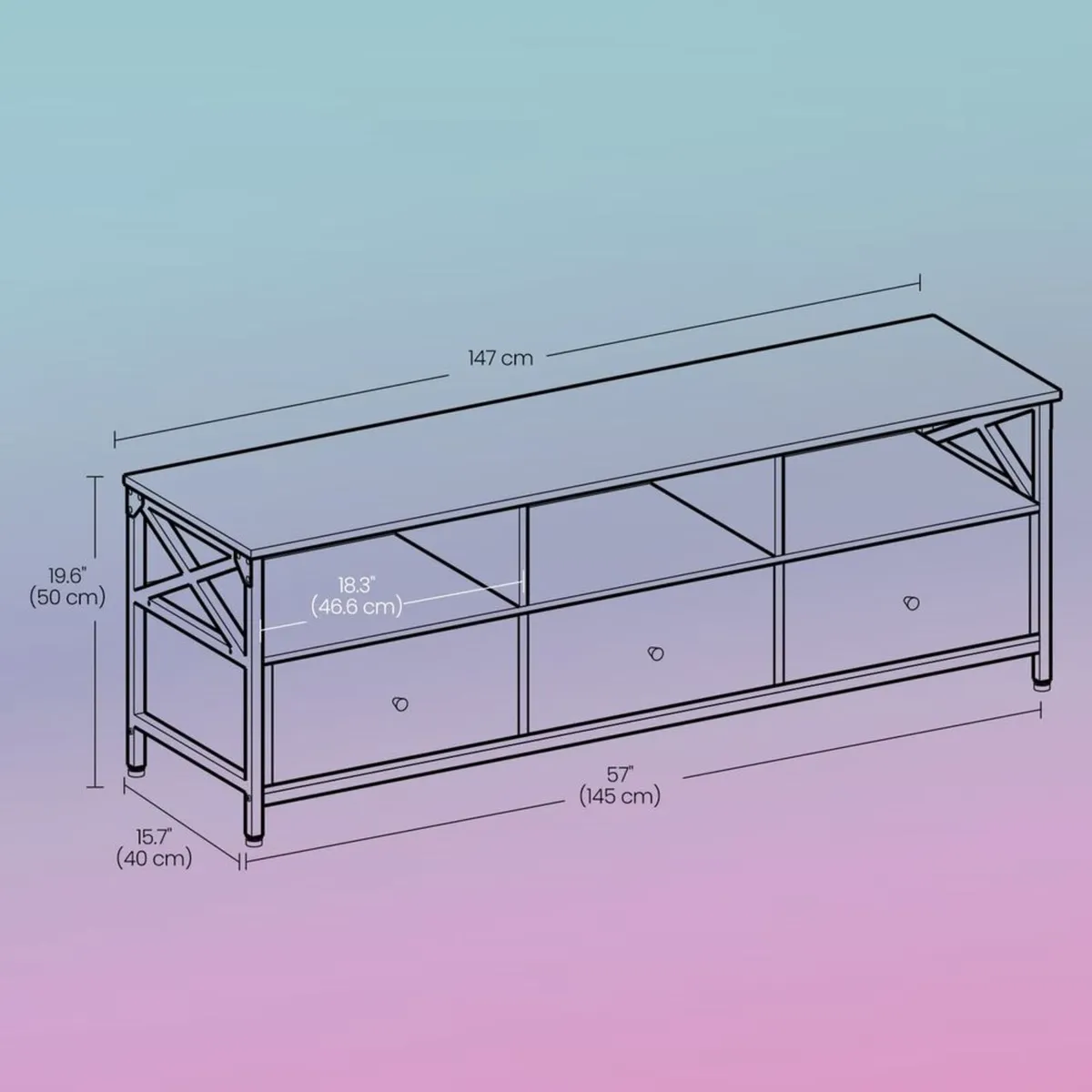 Industrial TV Cabinet with 3 Drawers Rustic Brown - Image 4