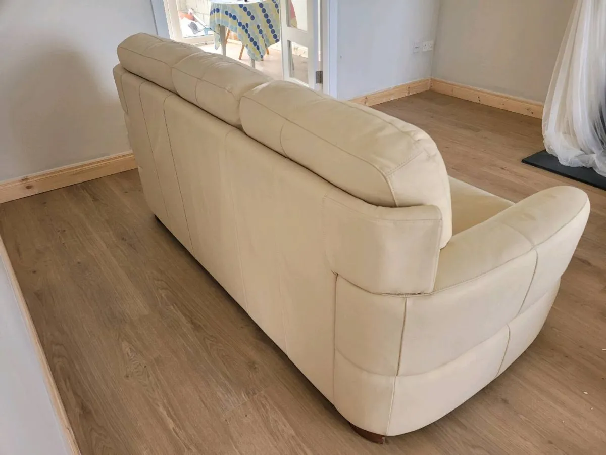 Cream Italian leather couch - Image 3