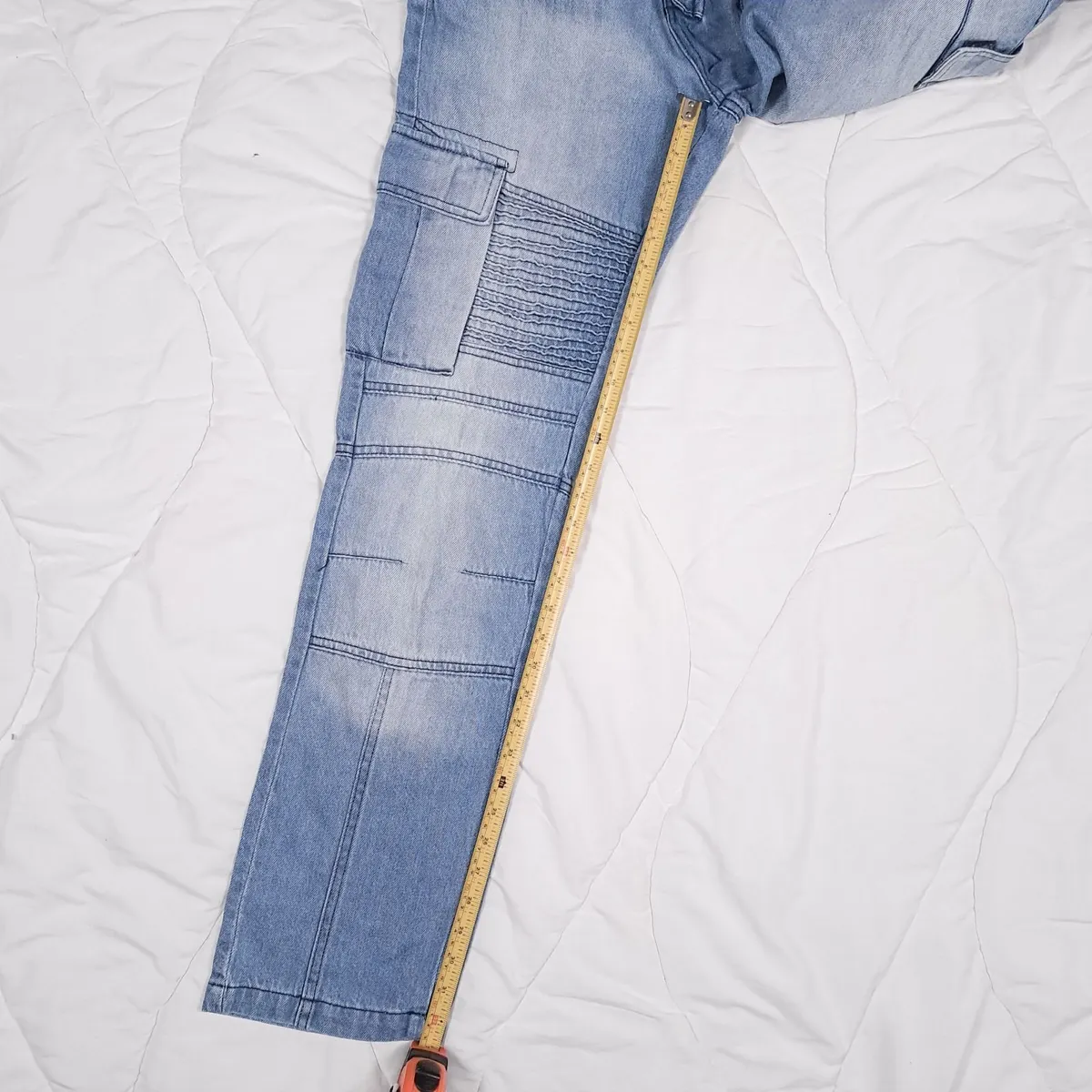 Peviani Blue Light Wash Cargo Denim Jeans W30 L33 - Image 3