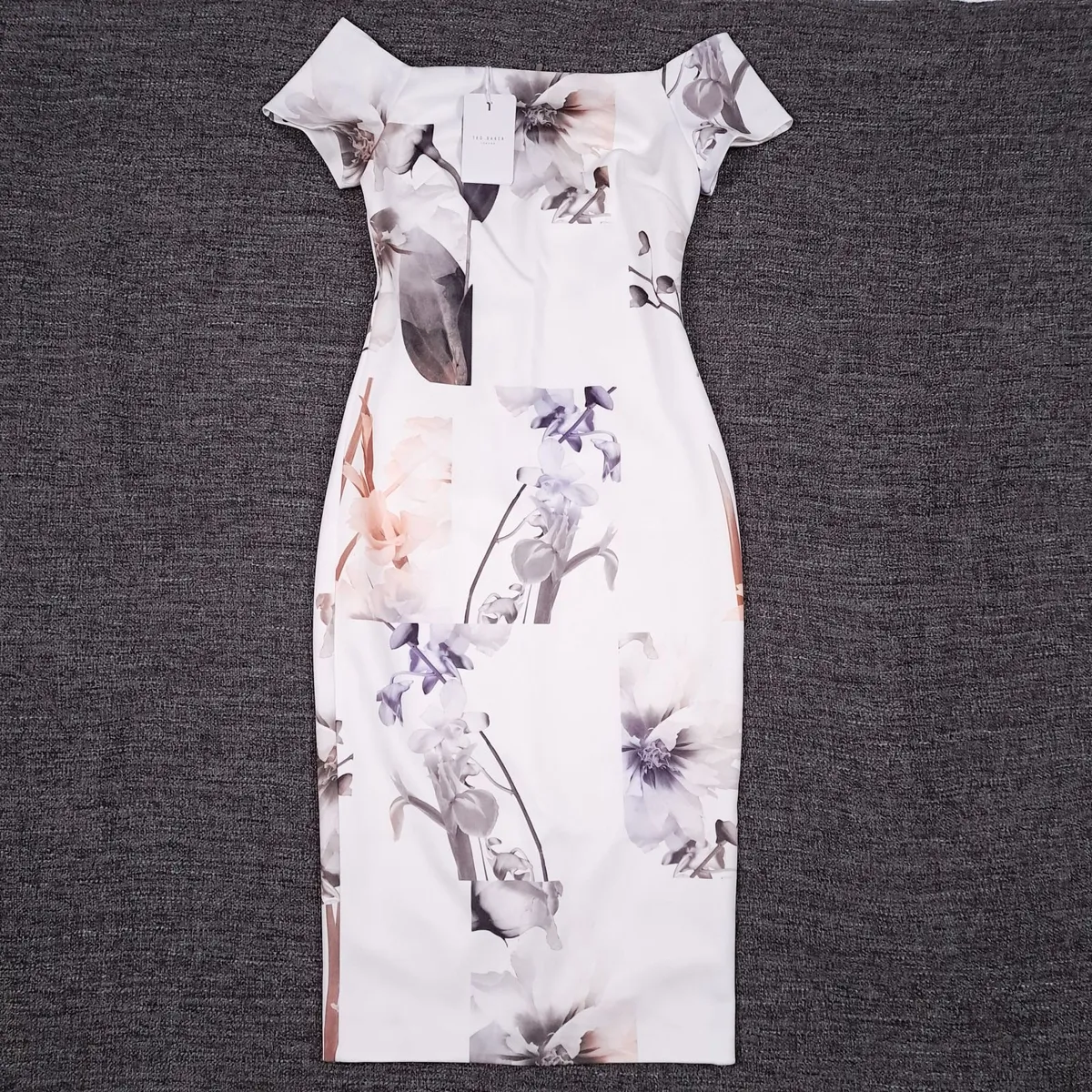 Ted Baker White Floral Bodycon Dress Size 1/8UK - Image 1