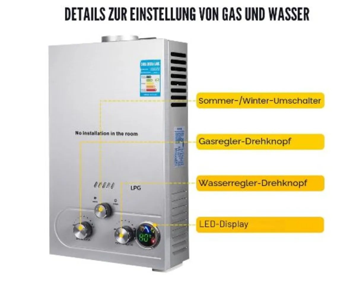 Propane Gas Instantaneous Water Heater 8L 16KW - Image 2
