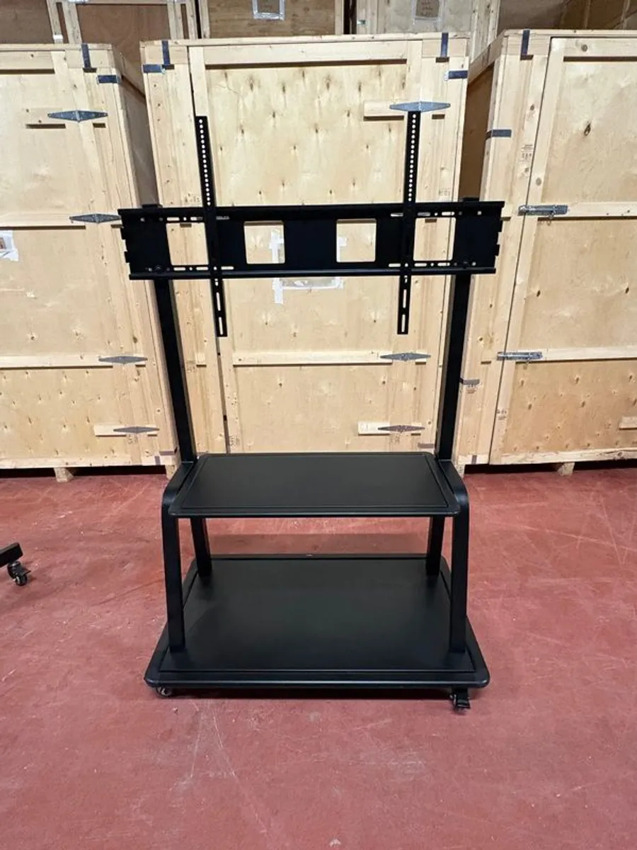 Large Tv / Video Conferencing Floor Cart With Shelves - Image 1