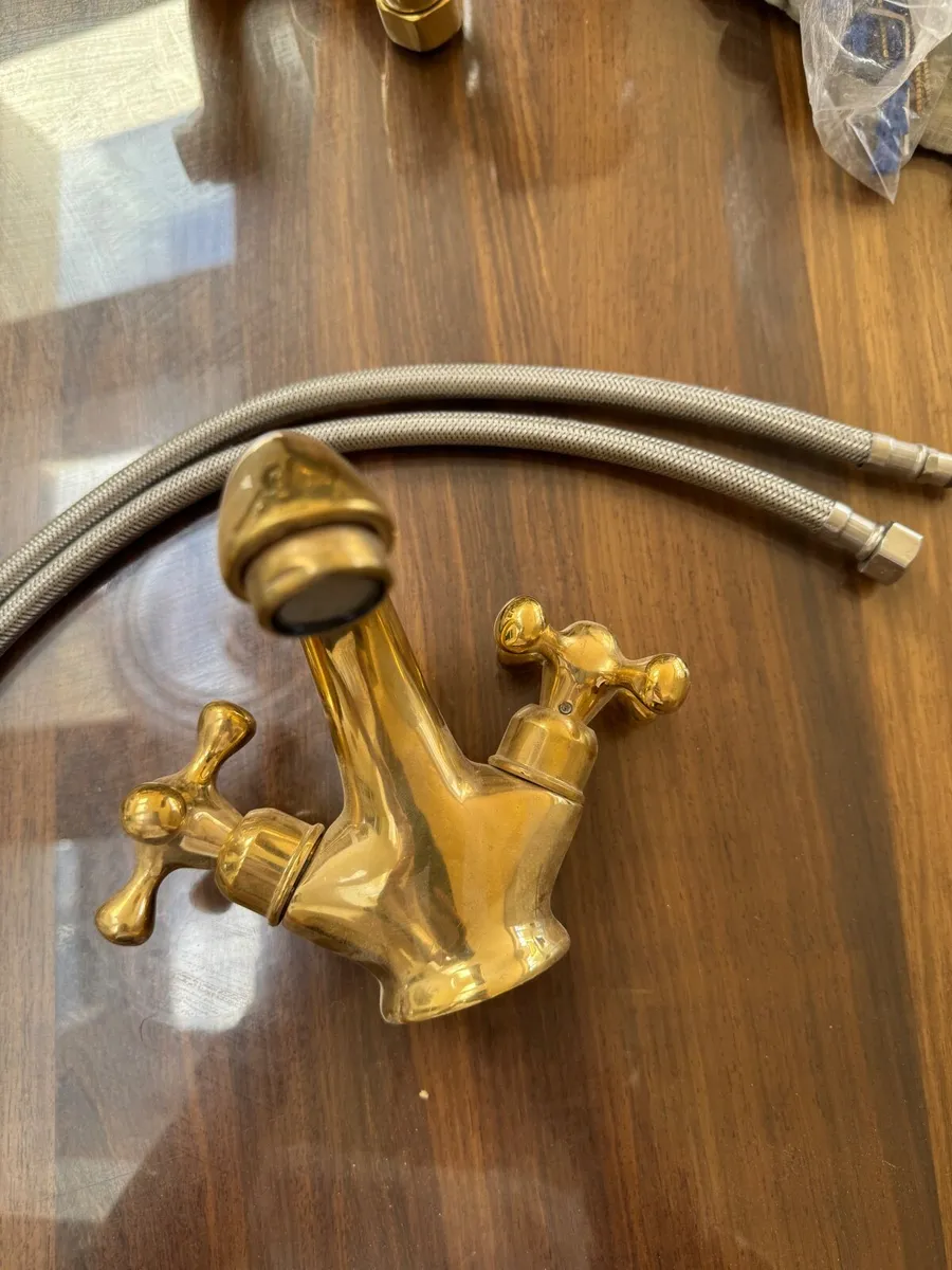 Unused unlacquered brass mixer tap - Image 3
