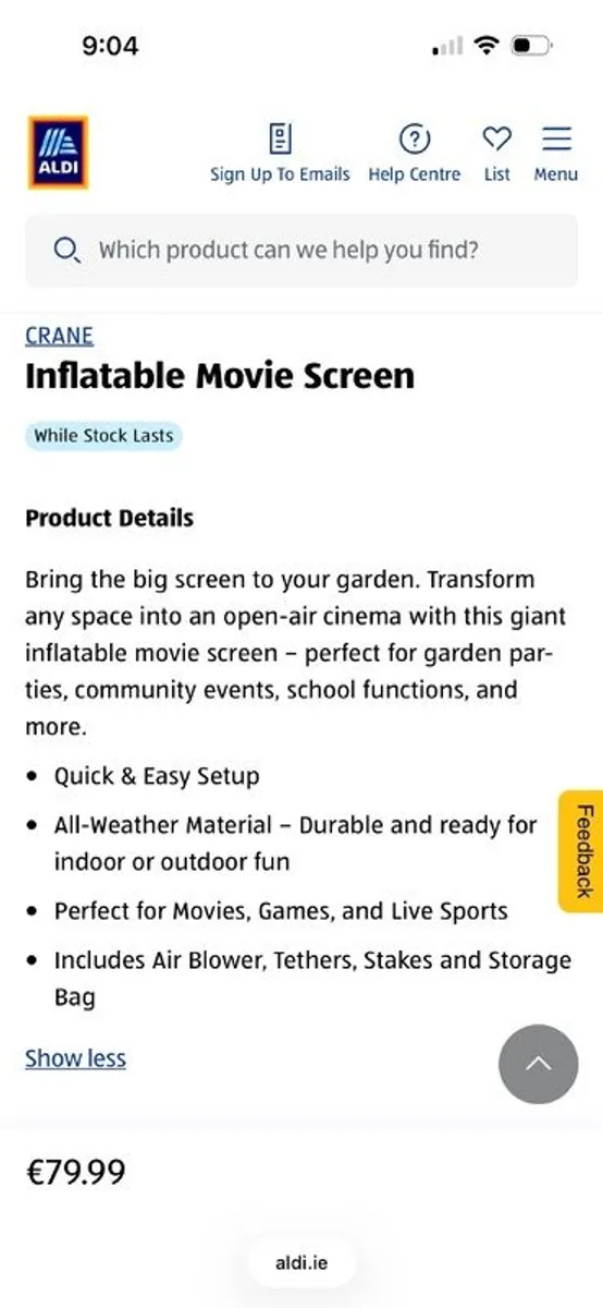 Aldi Inflatable Movie Screen - Image 2