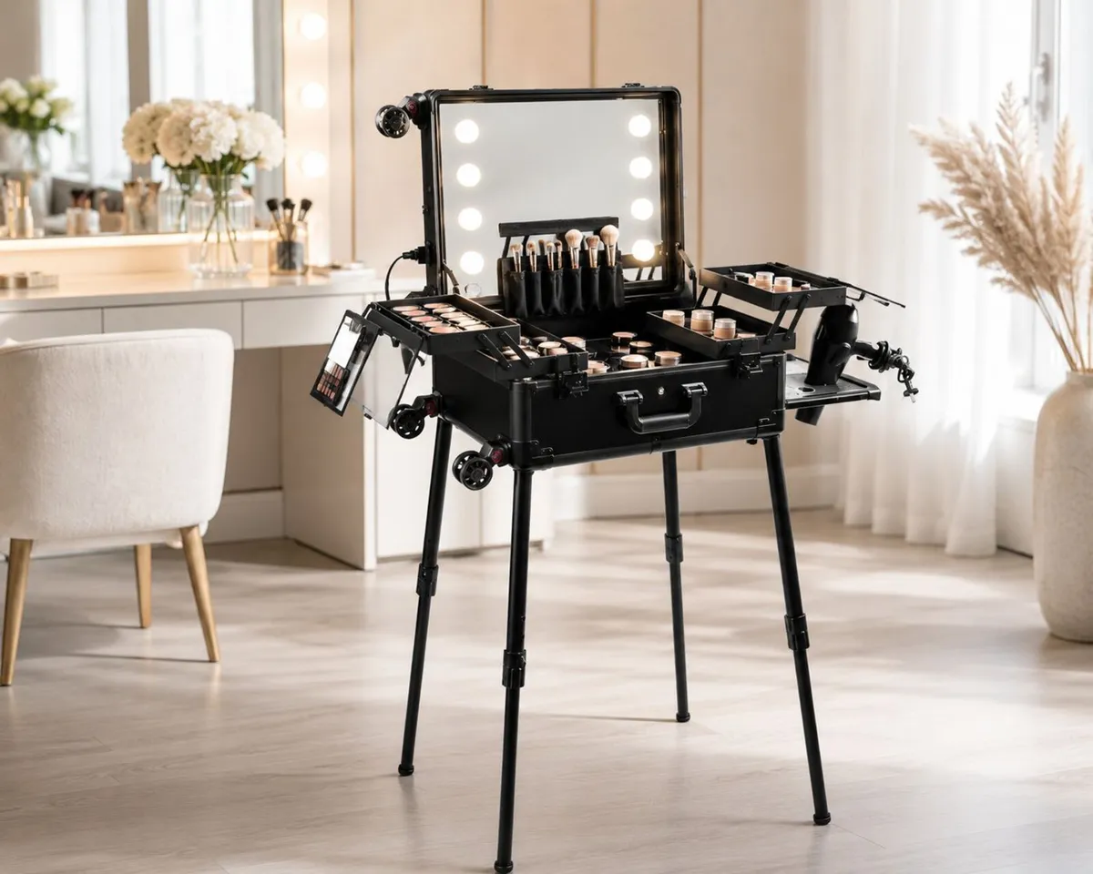 Professional Makeup Train Case with LED Lighted Mi - Image 1