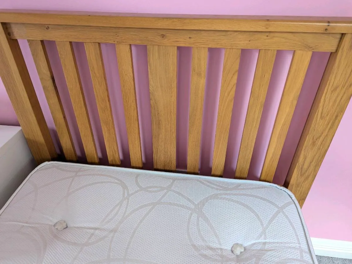 2 x Oak Single bad Frame with mattress - Image 2