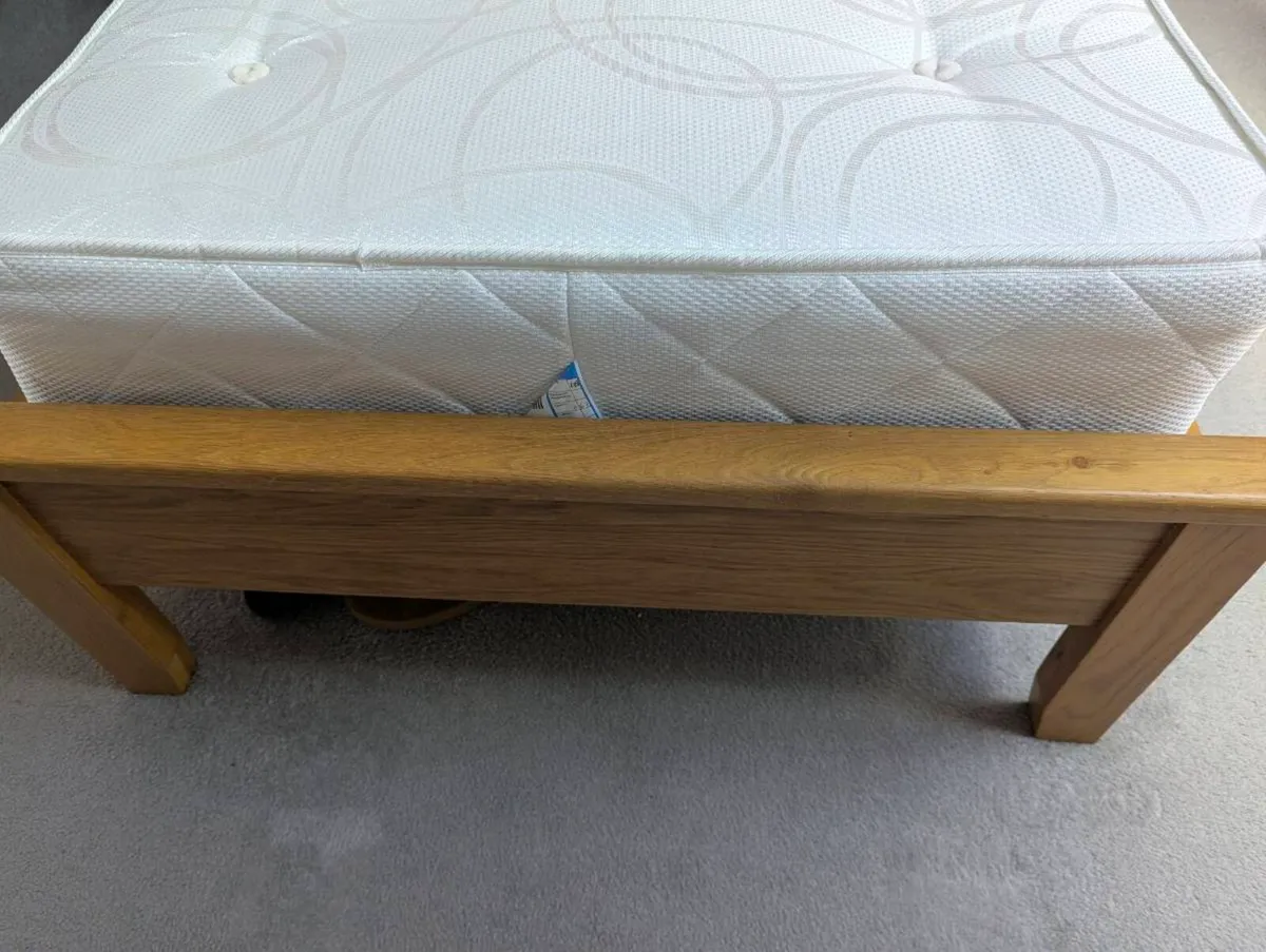 2 x Oak Single bad Frame with mattress - Image 4