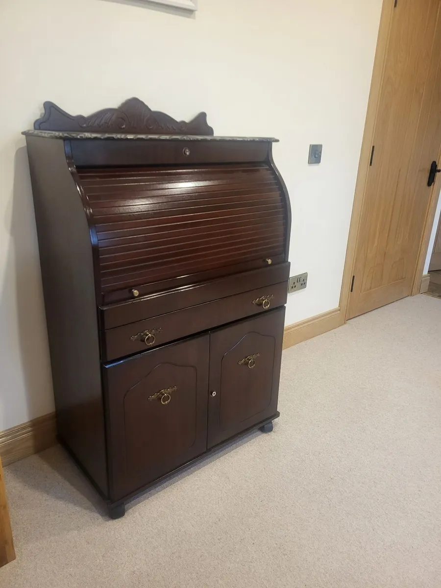Mahogany Roll Top Bureau Desk - Image 1