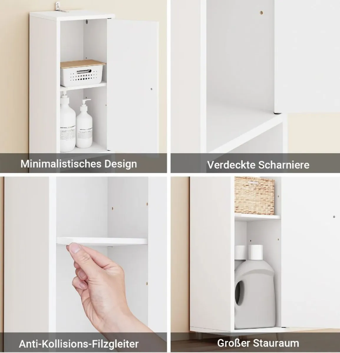 Slim Bathroom Storage Cabinet Tall Space Saving Ba - Image 3