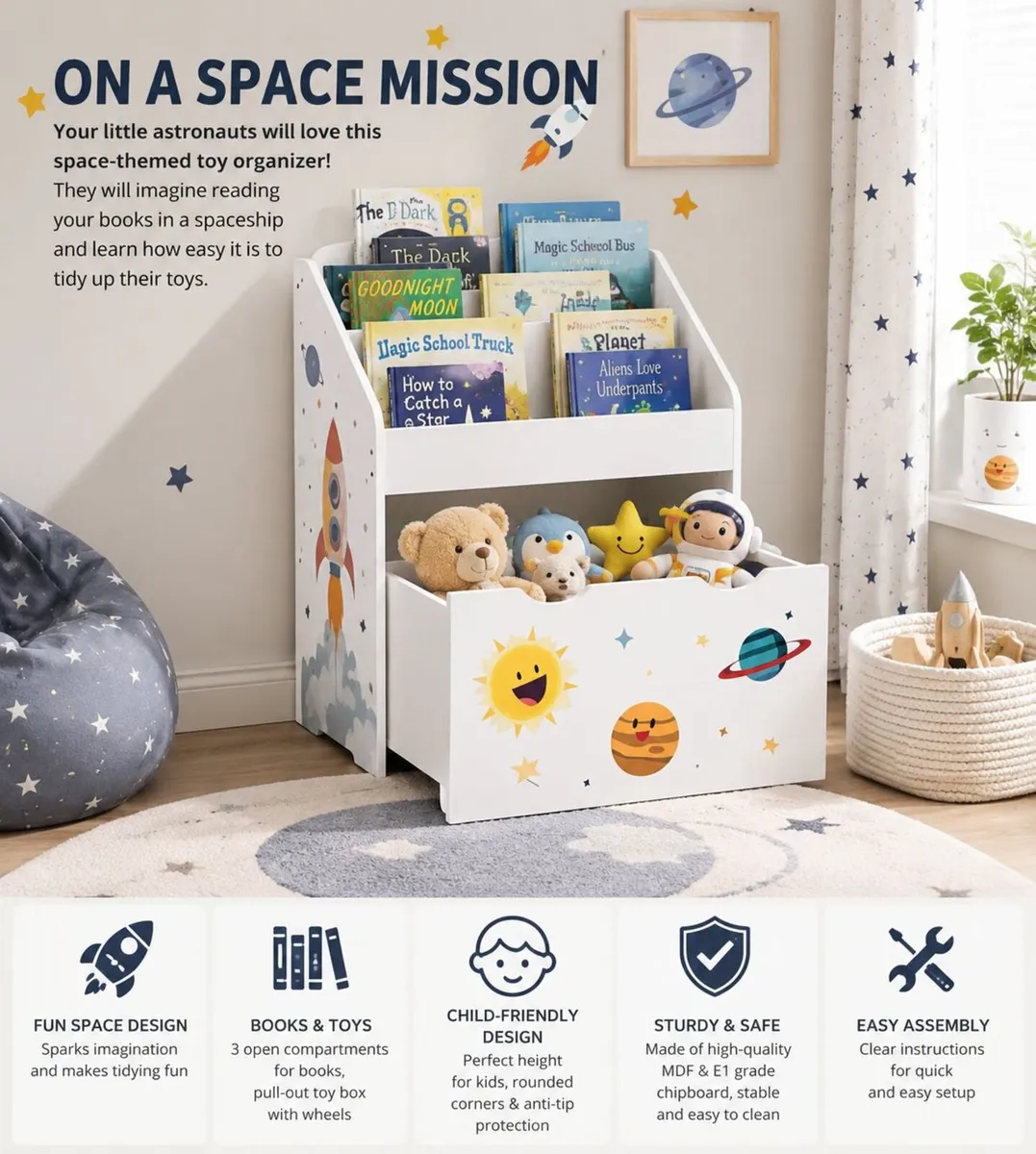 Kids storage Toy Shelf Bookcase Shelves - Image 2