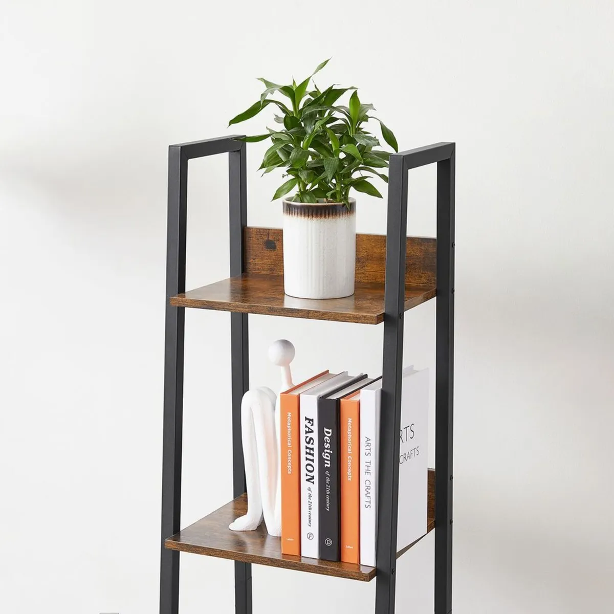 Industrial 5-Tier Ladder Bookshelf – Vintage Brown - Image 4