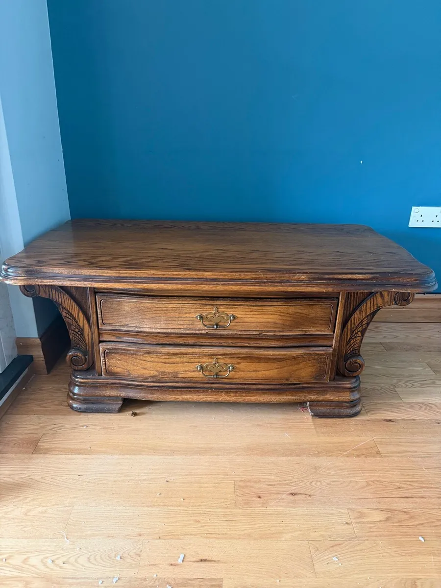 Solid Wood Coffee Table with Drawers - Image 1