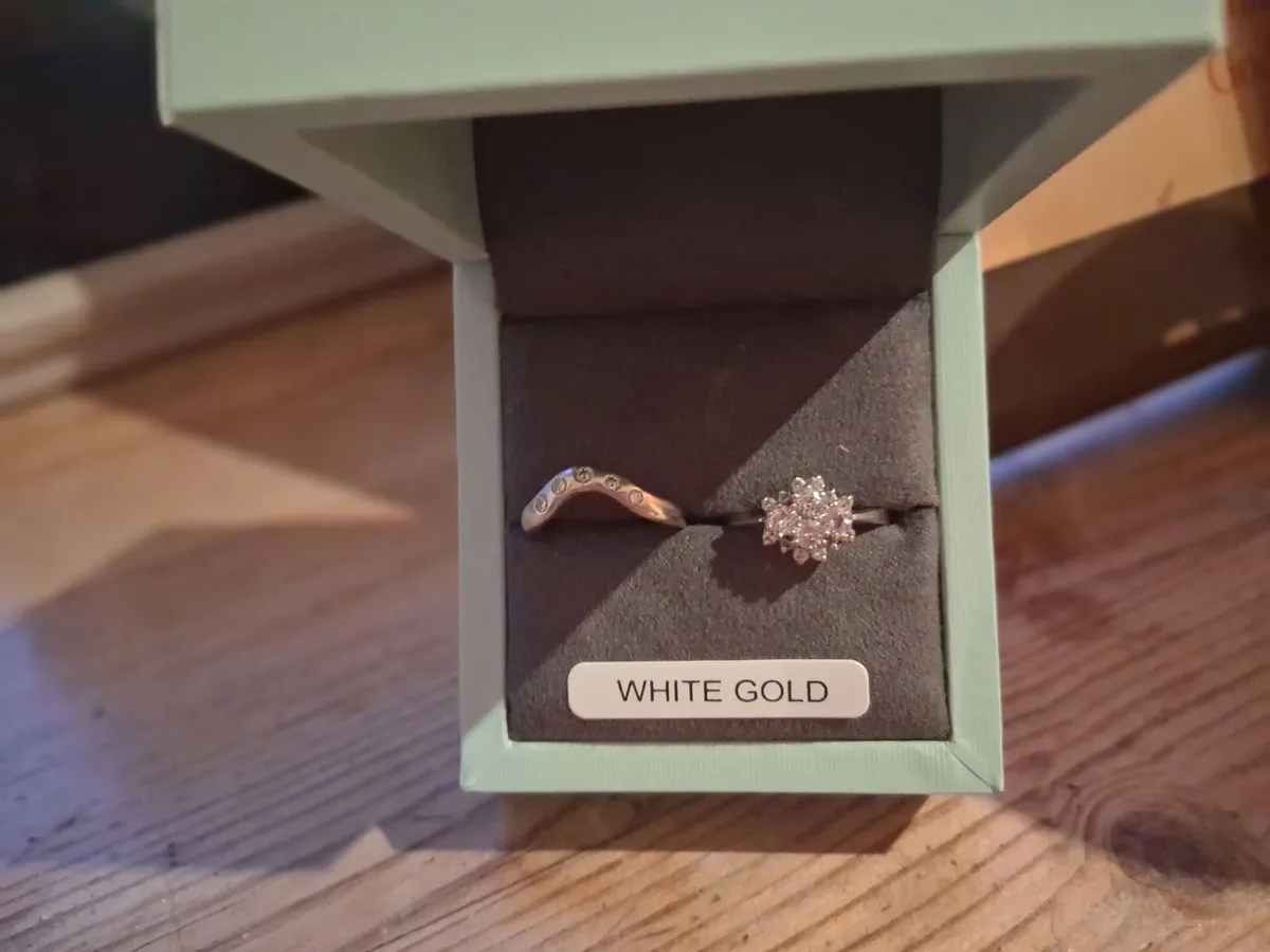White gold diamond engagement and matching wedding - Image 2